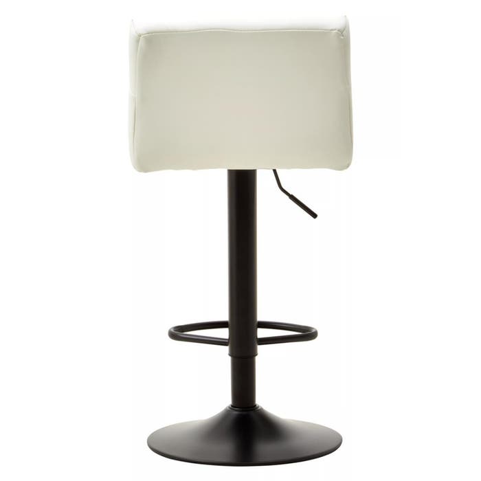 White Leather Effect Bar Stool with Black Stainless Steel Round Base