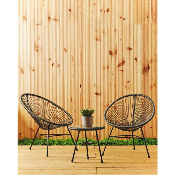 Grey PE Rattan 3 Piece Patio Garden Set