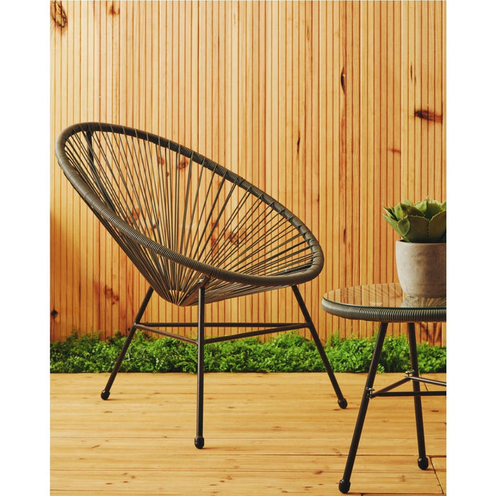 Grey PE Rattan 3 Piece Patio Garden Set