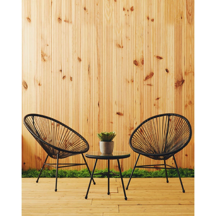 Black PE Rattan 3 Piece Patio Garden Set