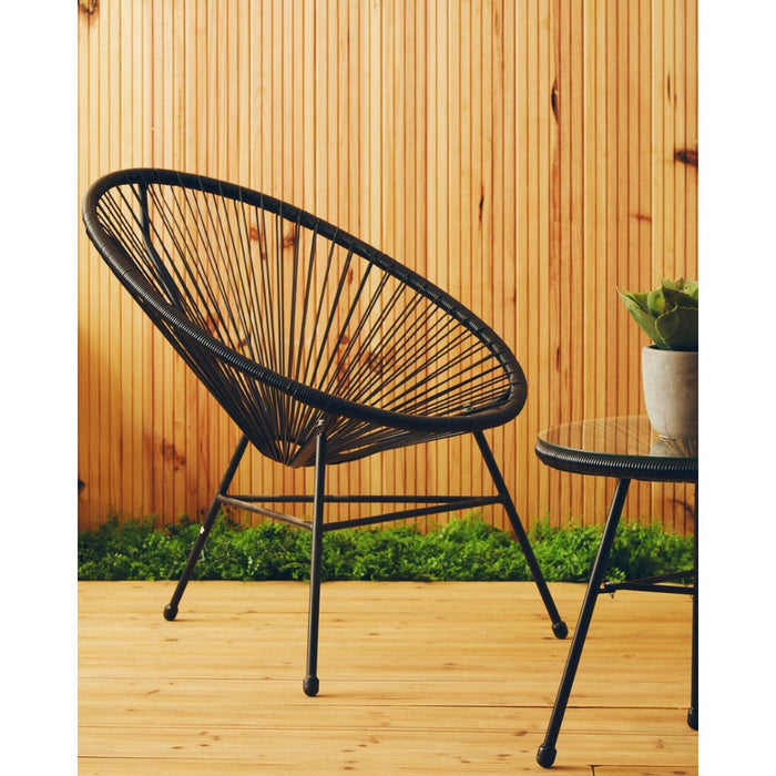 Black PE Rattan 3 Piece Patio Garden Set