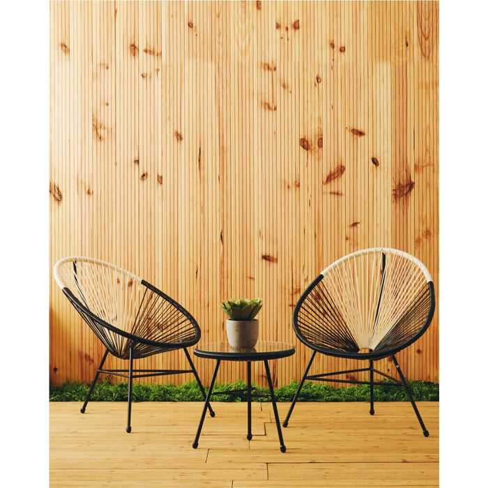 Dual Tone PE Rattan 3 Piece Patio Garden Set