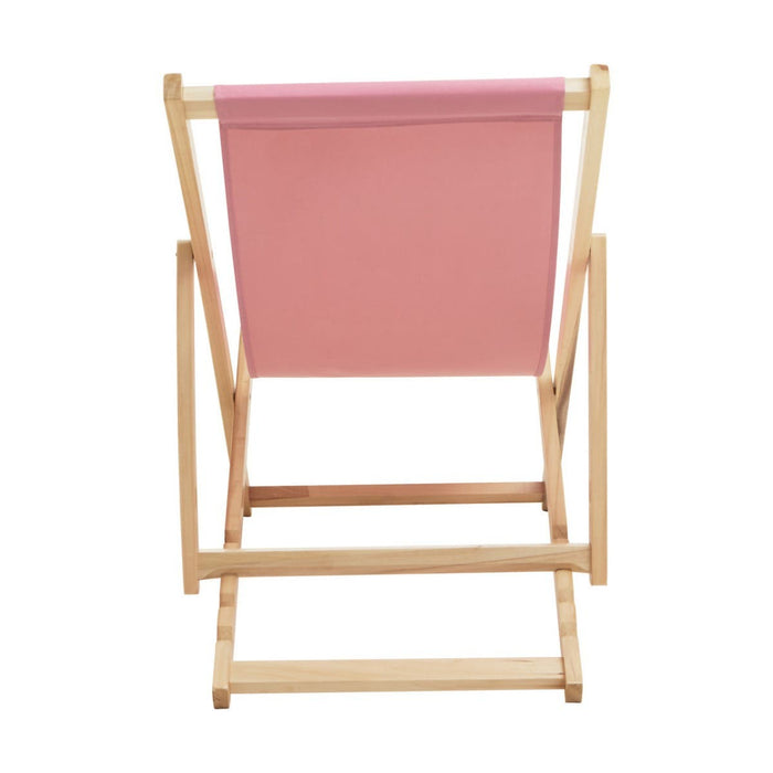 Pink Deck Chair with Wooden Frame