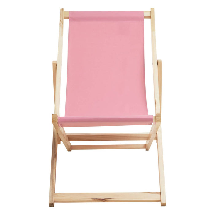 Pink Deck Chair with Wooden Frame