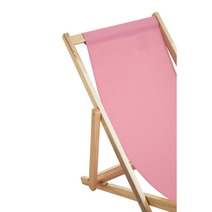 Pink Deck Chair with Wooden Frame