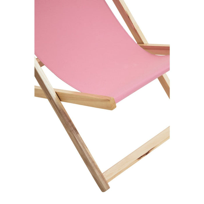 Pink Deck Chair with Wooden Frame