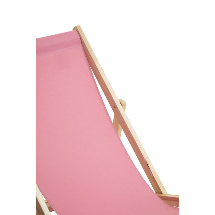 Pink Deck Chair with Wooden Frame