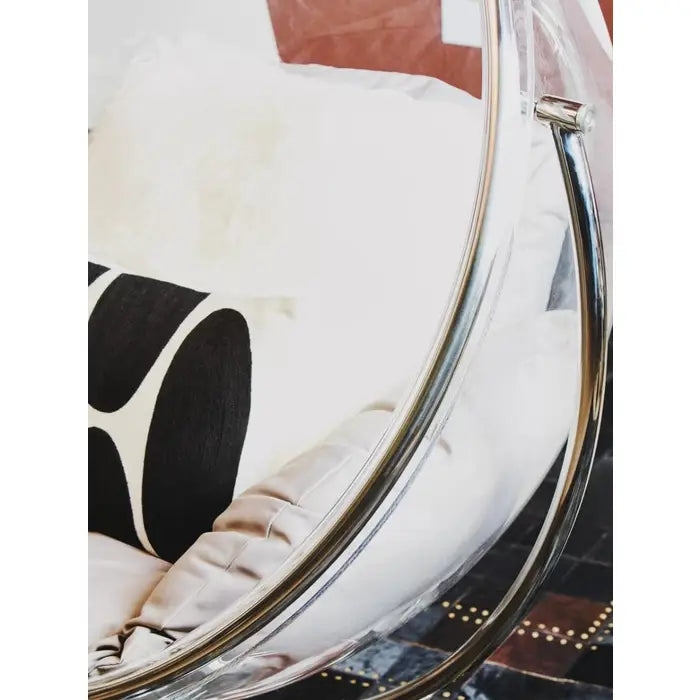 Circular Orb Chair with Round Silver / Chrome Base with Grey Cushions