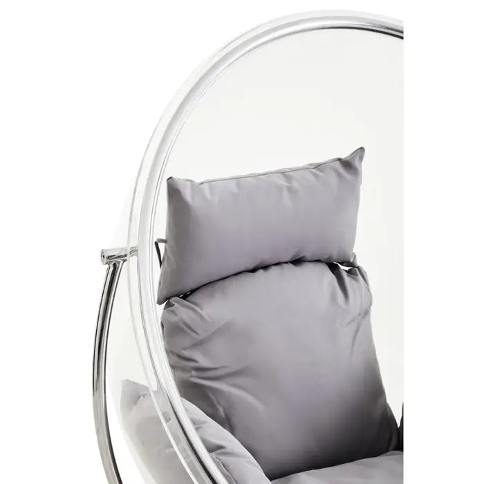 Circular Orb Chair with Round Silver / Chrome Base with Grey Cushions