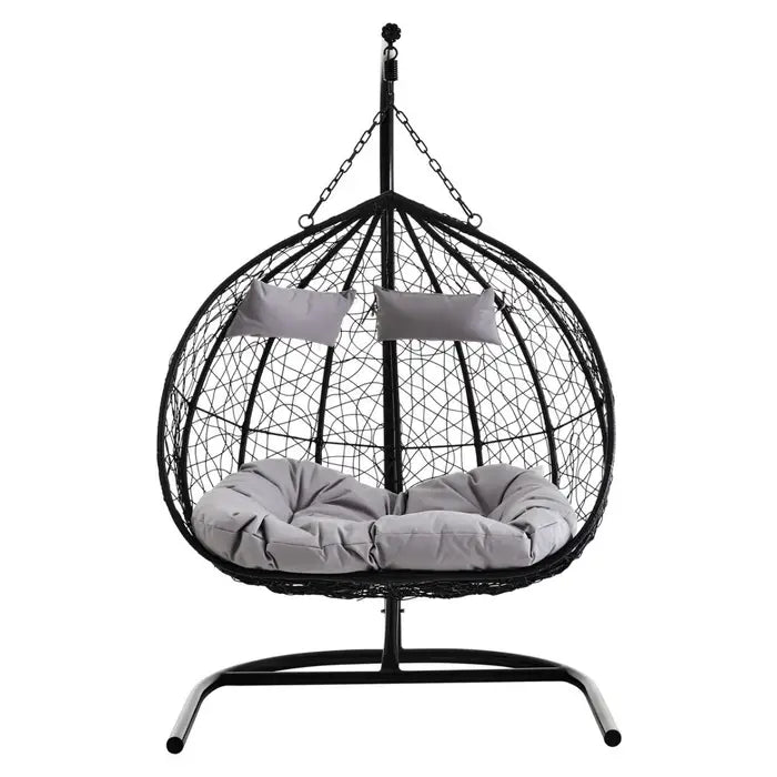 Garden / Conservatory Egg Double Hanging Chair - Black