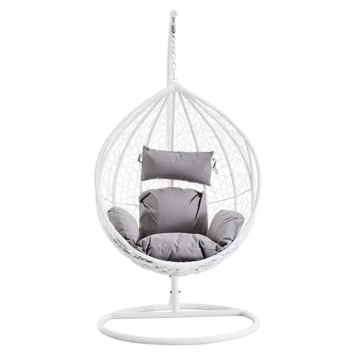 Garden / Conservatory Egg Hanging Chair with Cut Out Sides - White