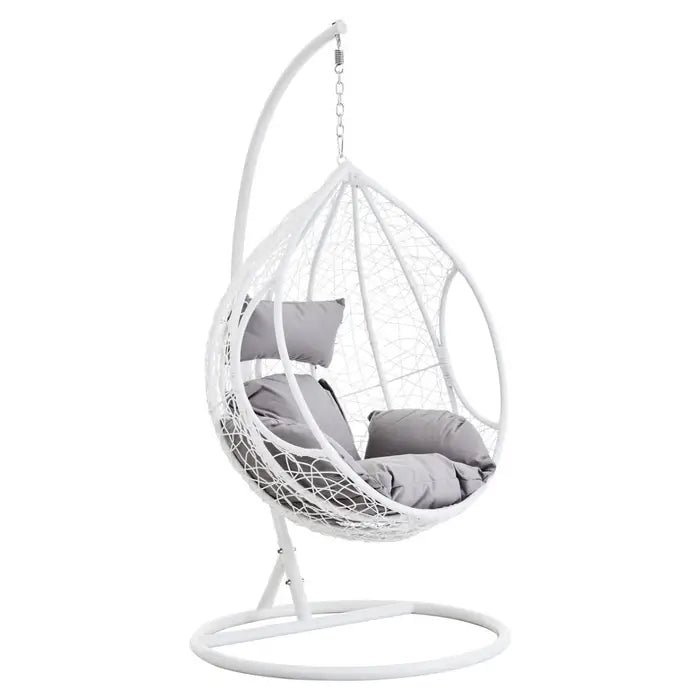 Garden / Conservatory Egg Hanging Chair with Cut Out Sides - White