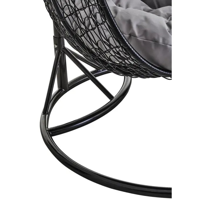 Garden / Conservatory Egg Double Hanging Chair with Round Base - Black