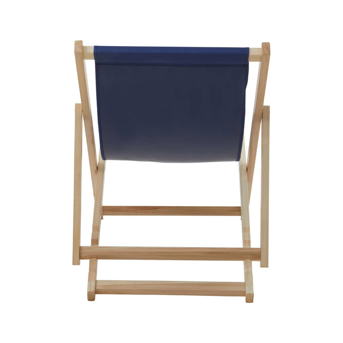 Blue Deck Chair with Wooden Frame