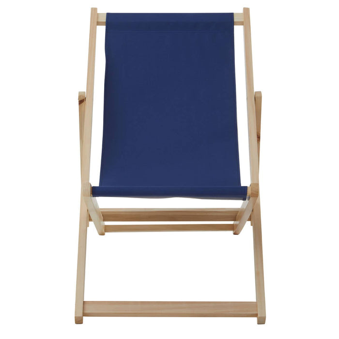 Blue Deck Chair with Wooden Frame