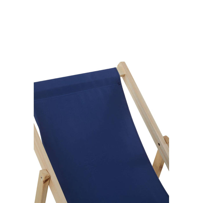 Blue Deck Chair with Wooden Frame