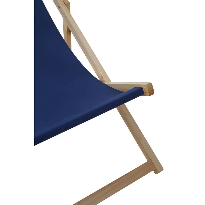 Blue Deck Chair with Wooden Frame