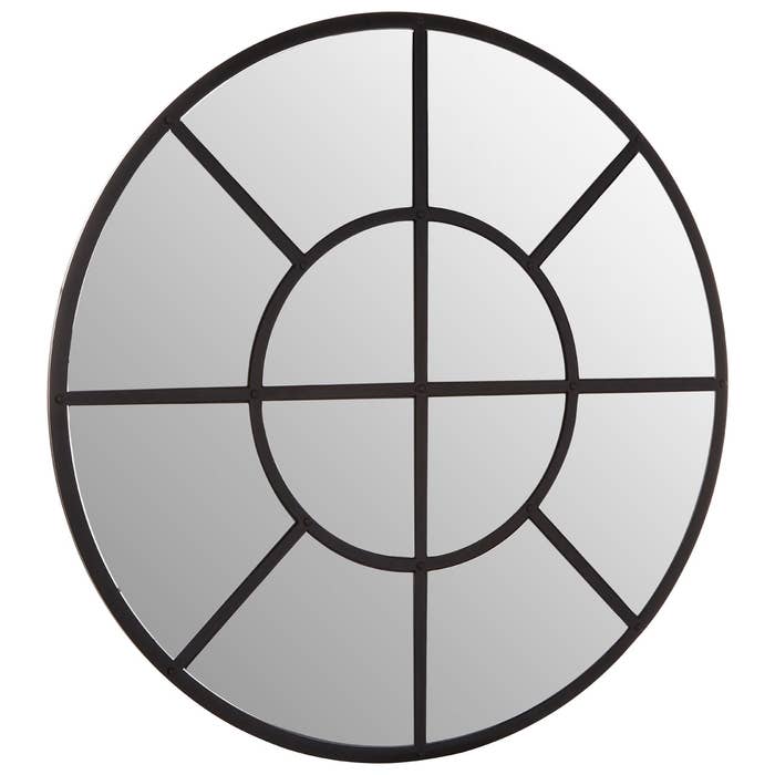 Black Finish Round Wall Mirror