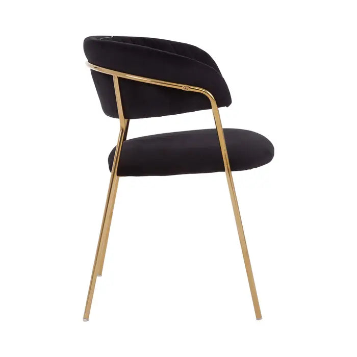 Black Channel Gold Finish Dining Chair