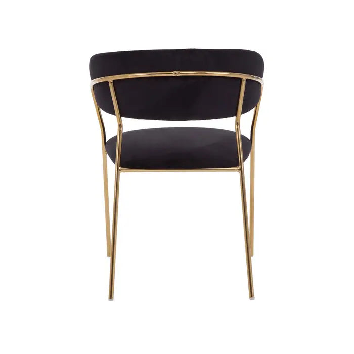 Black Channel Gold Finish Dining Chair