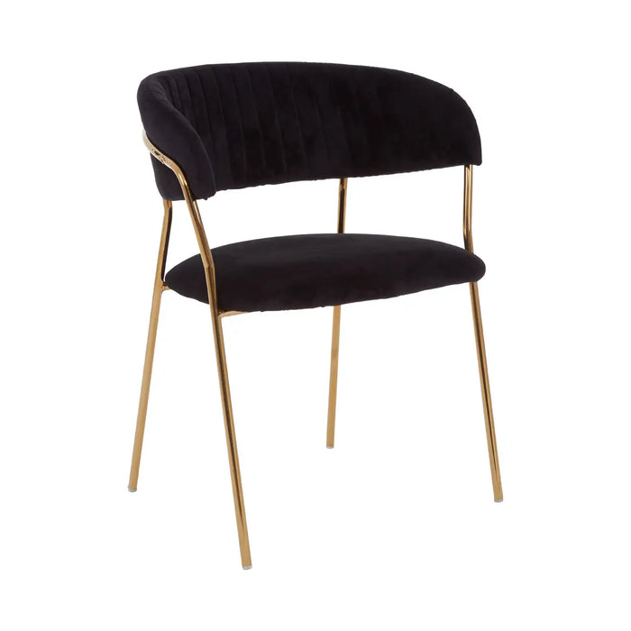 Black Channel Gold Finish Dining Chair