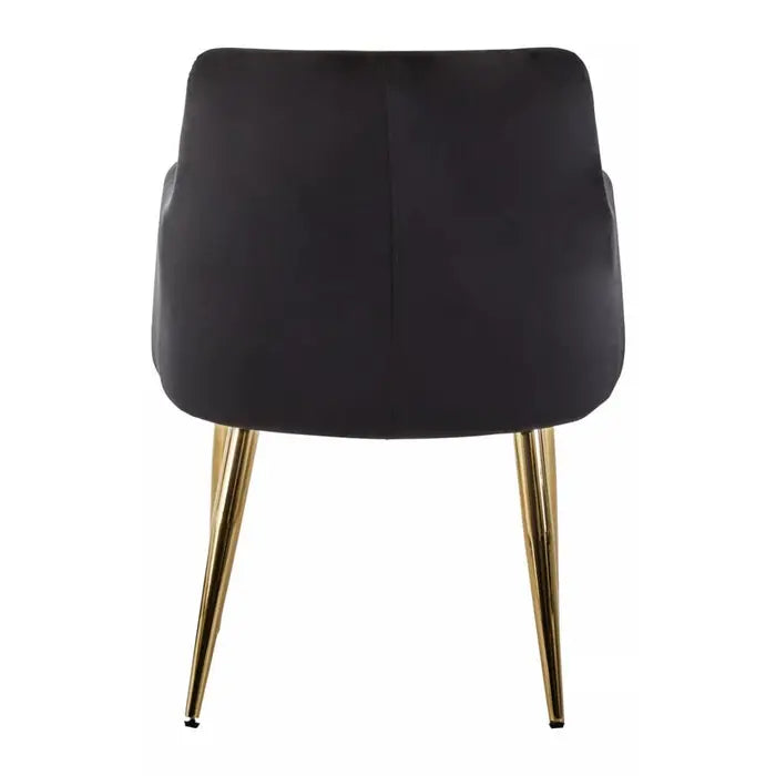 Black Velvet Angular Dining Chair with Gold Legs