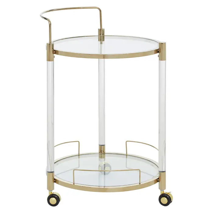 Oria Round Clear and Gold Drinks Trolley