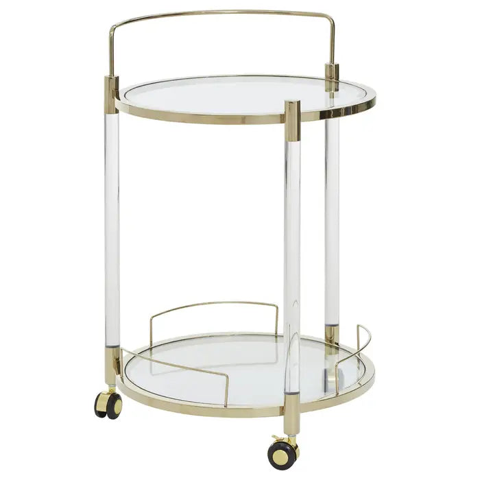 Oria Round Clear and Gold Drinks Trolley