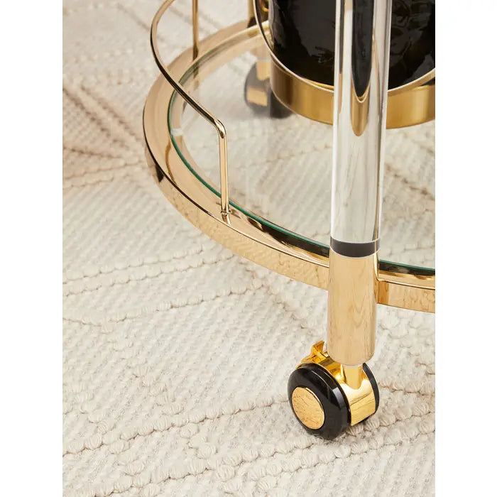 Oria Round Clear and Gold Drinks Trolley