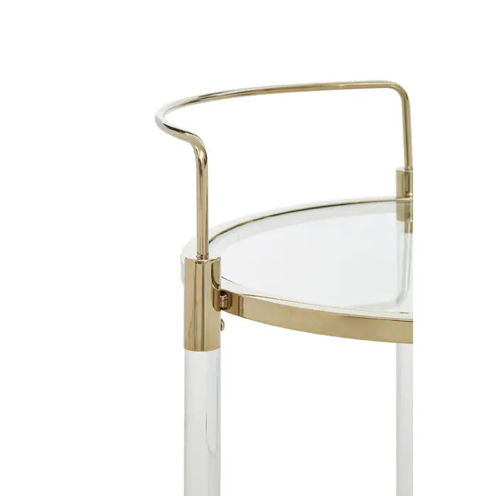 Oria Round Clear and Gold Drinks Trolley