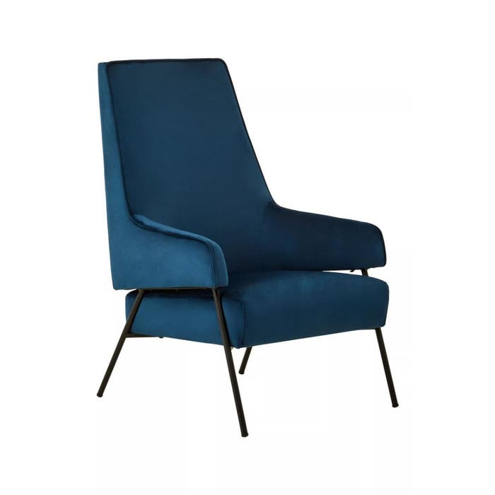 Blue Velvet Accent Chair