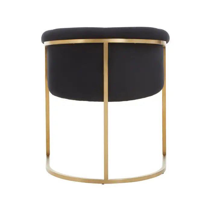 Black Velvet and Matte Gold Tub Design Dining Chair