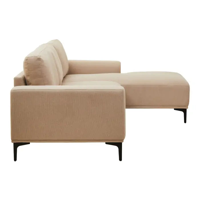 3 Seater Natural Fabric Left Chaise Sofa