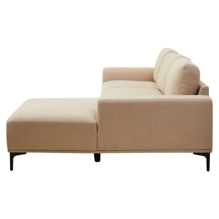 3 Seater Natural Fabric Left Chaise Sofa