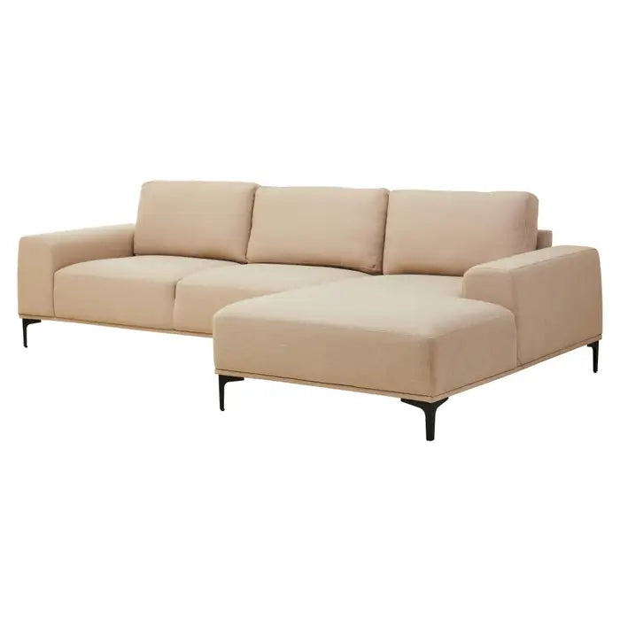 3 Seater Natural Fabric Left Chaise Sofa