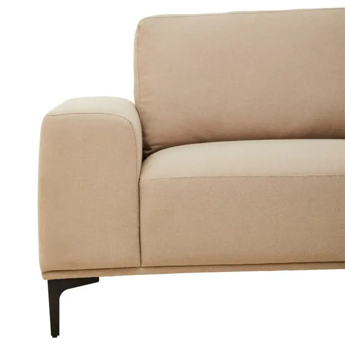 3 Seater Natural Fabric Left Chaise Sofa