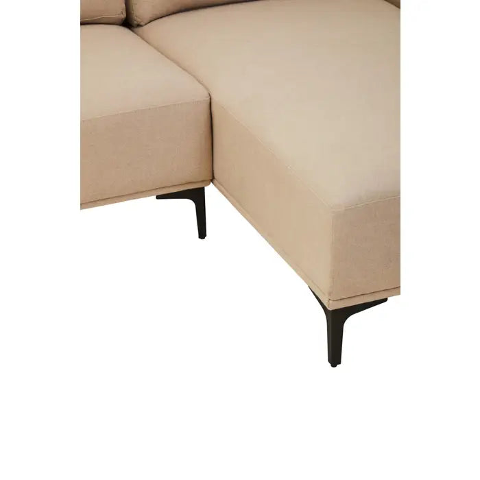 3 Seater Natural Fabric Left Chaise Sofa