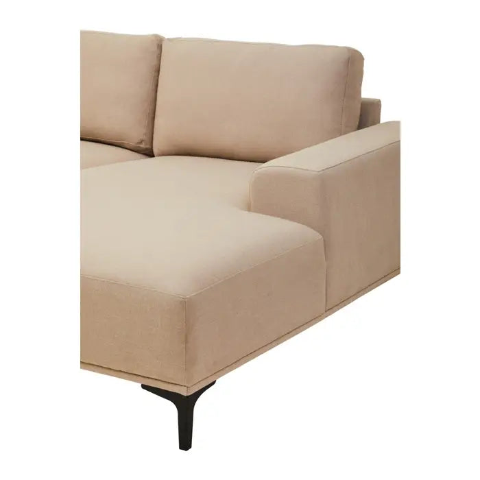 3 Seater Natural Fabric Left Chaise Sofa