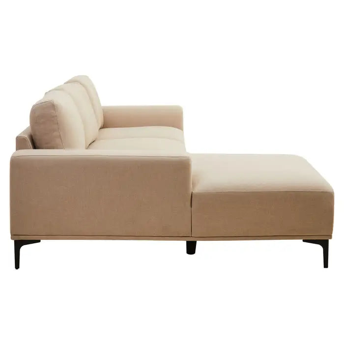 3 Seater Natural Fabric Right Chaise Sofa