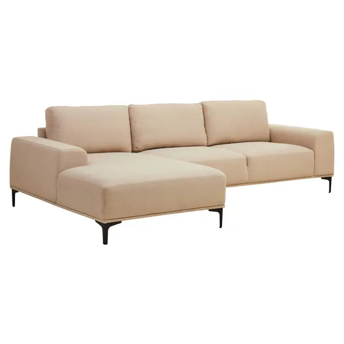 3 Seater Natural Fabric Right Chaise Sofa