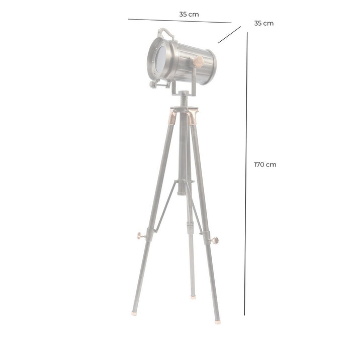 Charlie Copper And Satin Grey Tripod Floor Lamp E27 40W