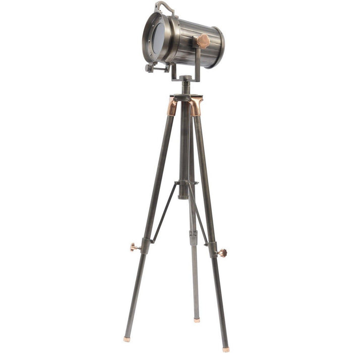 Charlie Copper And Satin Grey Tripod Floor Lamp E27 40W