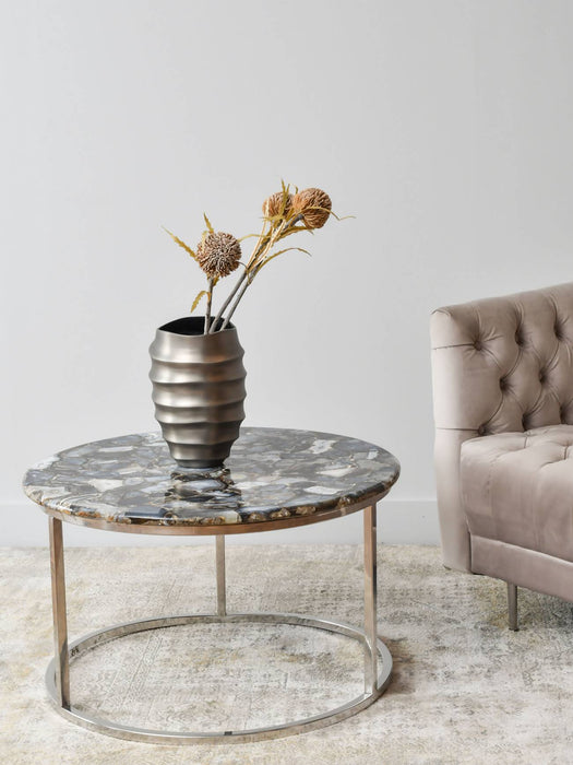 Agate Round Coffee Table On Nickel Frame