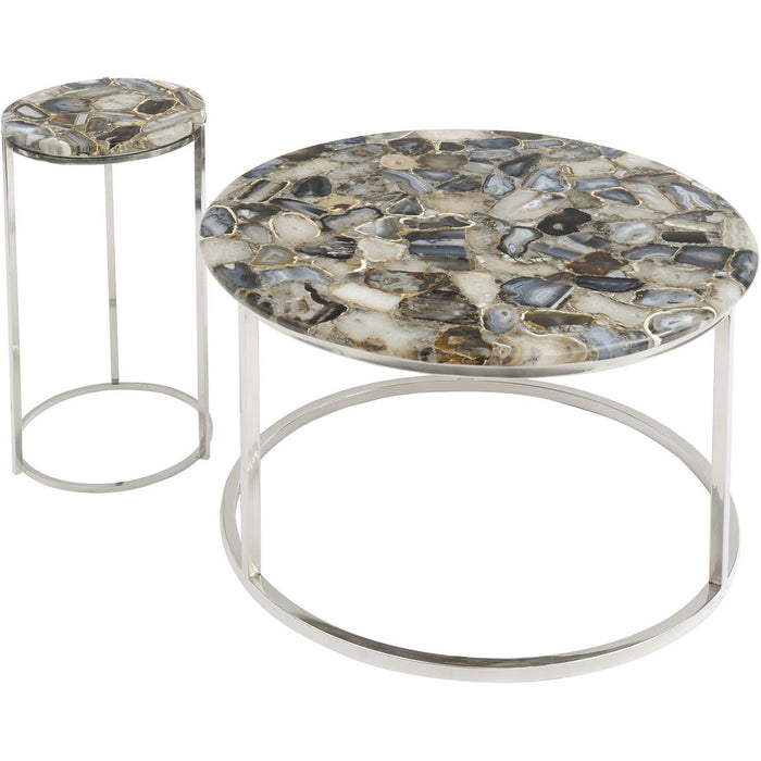 Agate Round Coffee Table On Nickel Frame