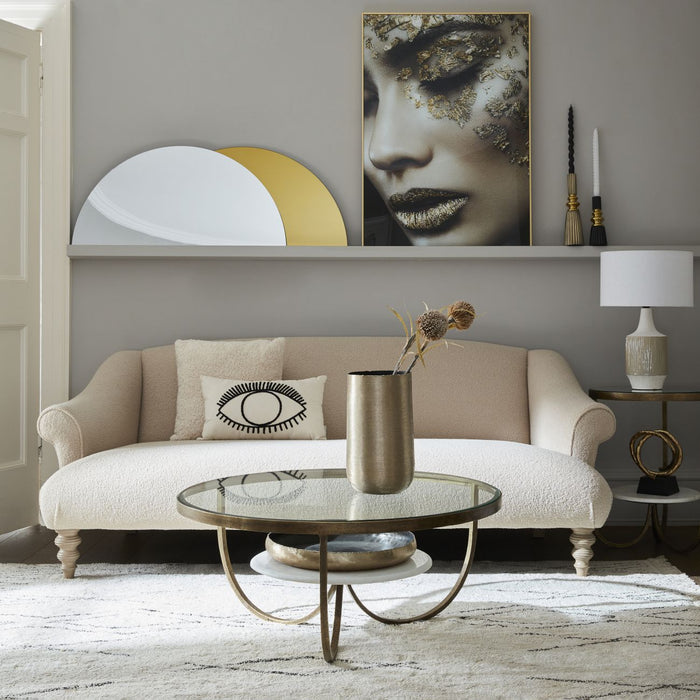 Nolita White Marble And Antique Gold Iron Coffee Table