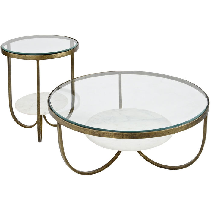 Nolita White Marble And Antique Gold Iron Coffee Table