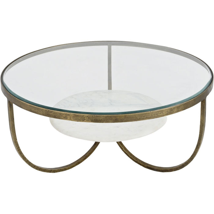 Nolita White Marble And Antique Gold Iron Coffee Table