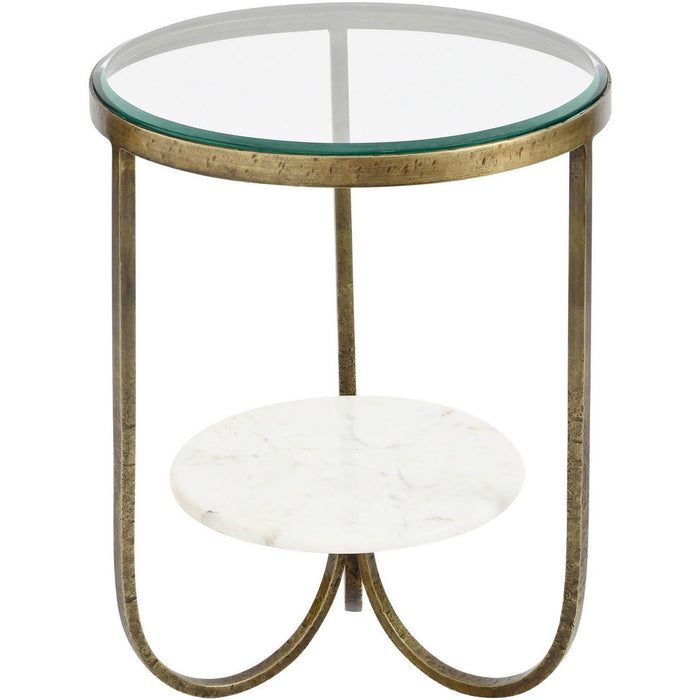 Nolita White Marble And Antique Gold Iron Side Table