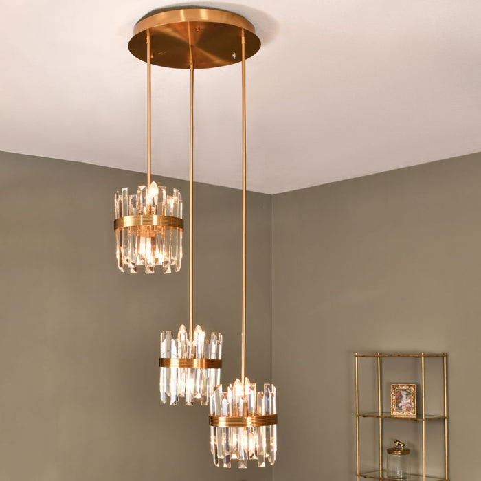 Set Of Three Crystal Pendant Lights E14 40W 12