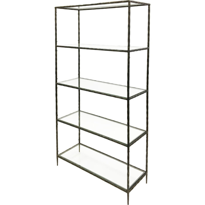 Patterdale Hand Forged Shelving Unit Table Dark Bronze with Glass Shelves